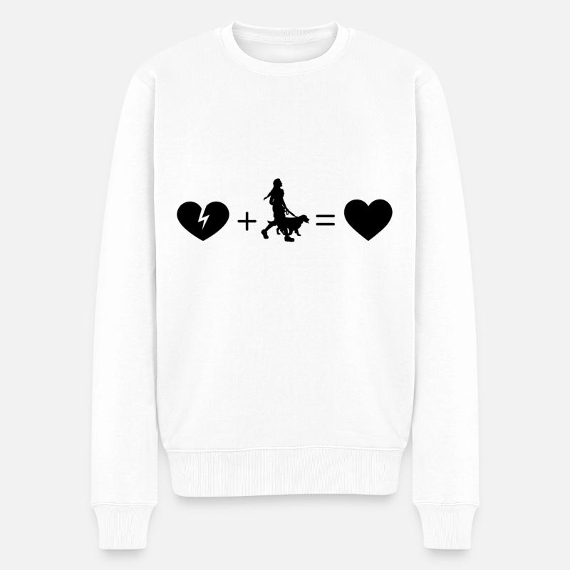 Cœur brisé et chien 2 - - Pull Premium bio Homme - blanc