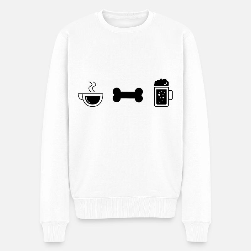 Café bière et chien - - Pull Premium bio Homme - blanc
