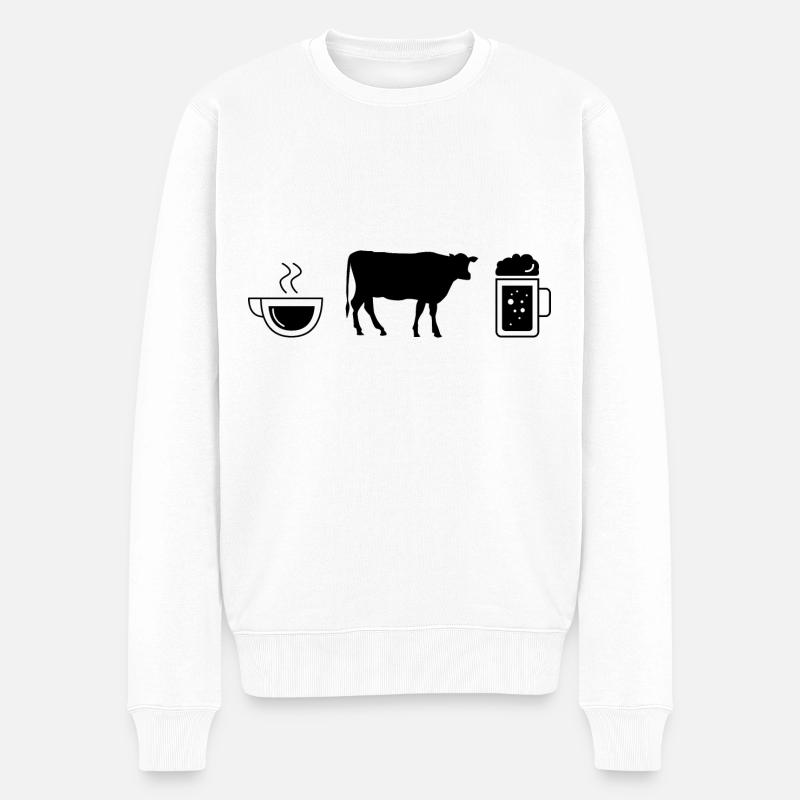 Café bière et vache - - Pull Premium bio Homme - blanc