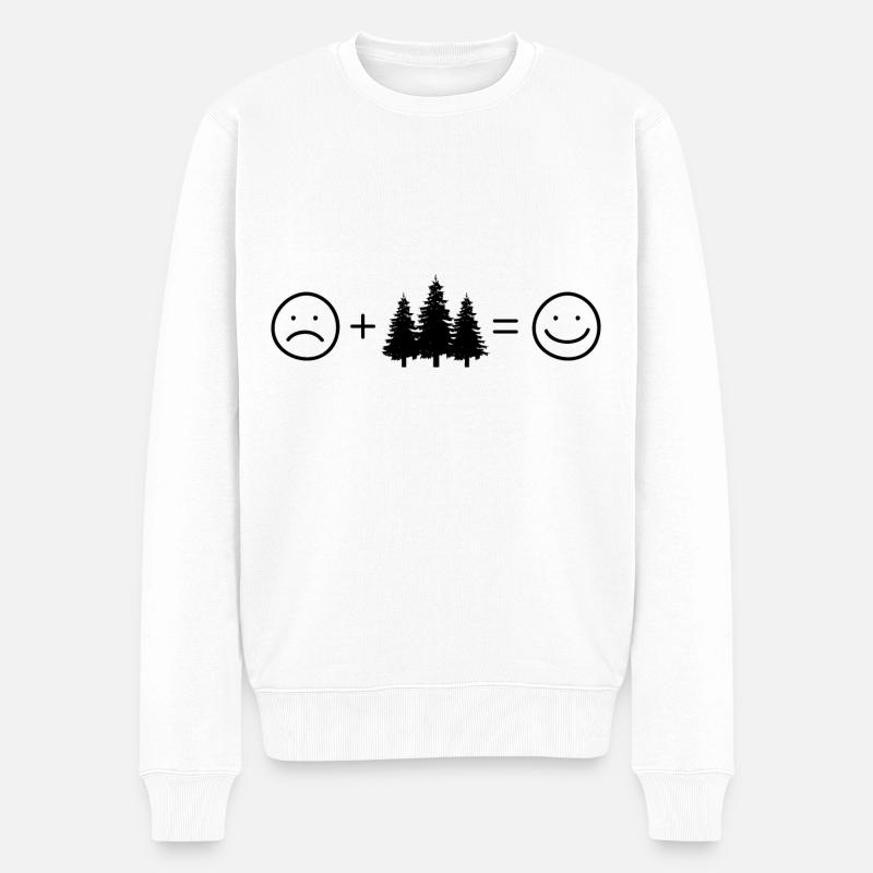 Visage souriant et arbres - - Pull Premium bio Homme - blanc