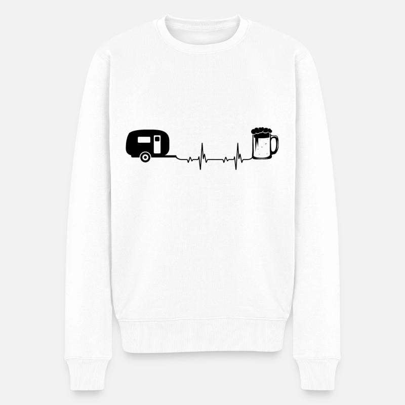 Camping et Bière - (2) - Pull Premium bio Homme - blanc