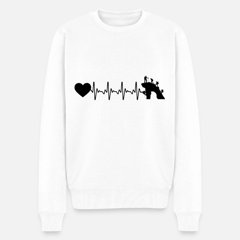 Herzschlagherz und Klettern - - Männer Premium Bio Pullover - Weiß