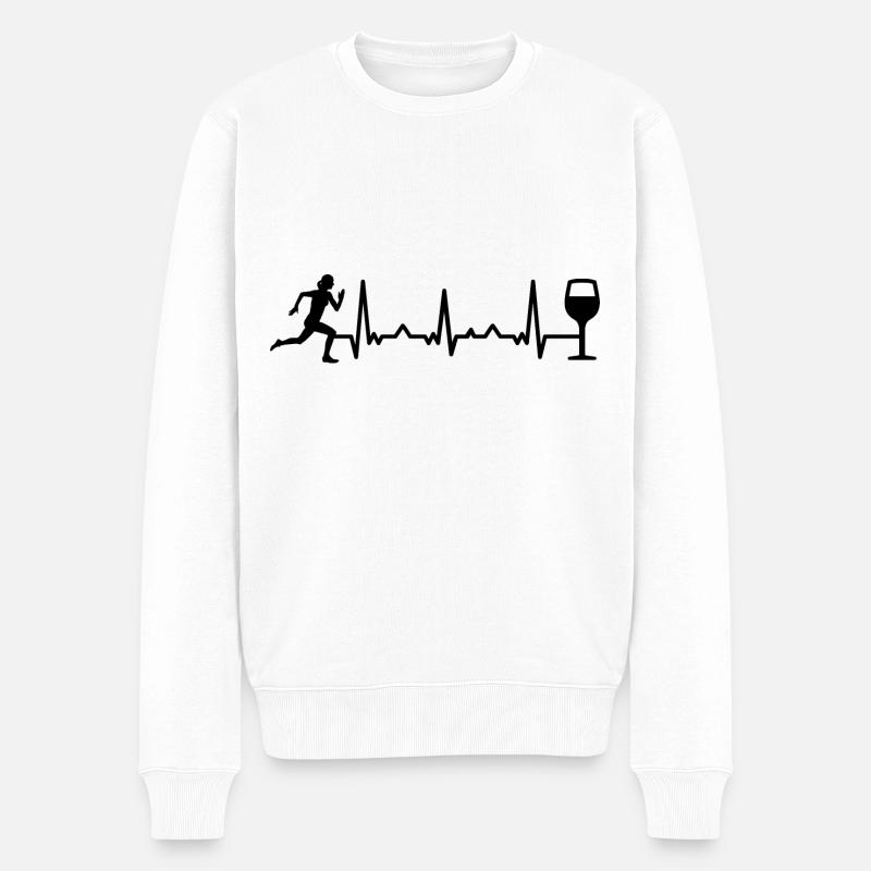 Vin heartbeat et course - - Pull Premium bio Homme - blanc
