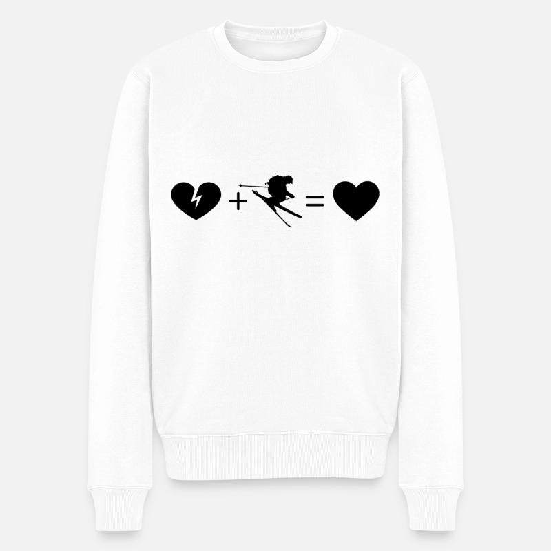 Cœur brisé et ski - - Pull Premium bio Homme - blanc