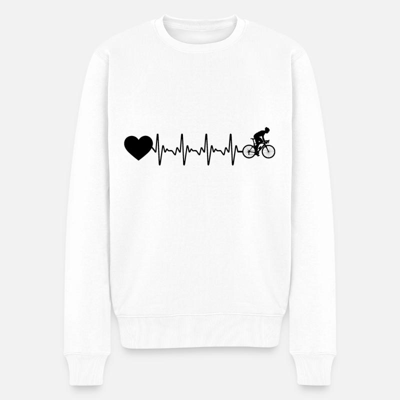 Herzschlagherz und Radfahren - - Männer Premium Bio Pullover - Weiß