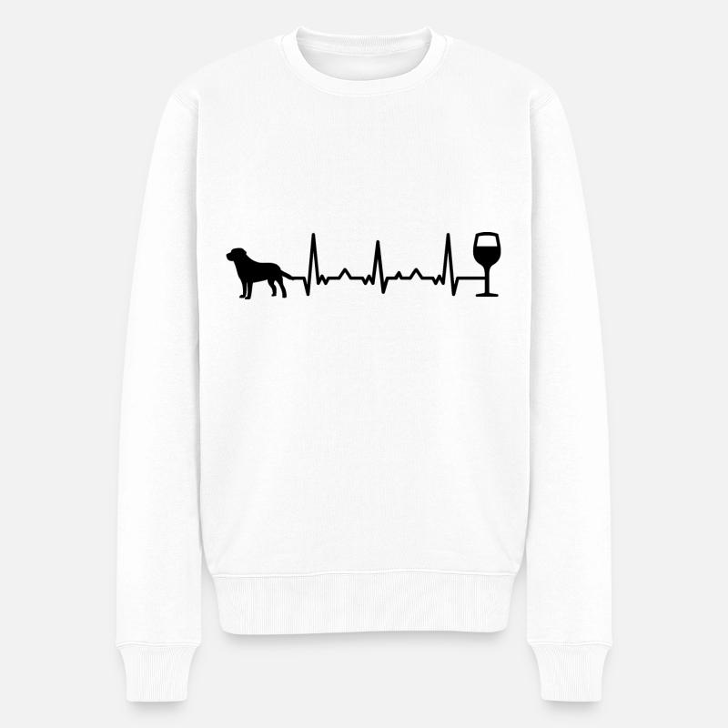 Heartbeat vin et chien - (5) - Pull Premium bio Homme - blanc