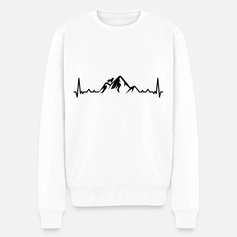 Heartbeat-Berg und Hund - (5) - Männer Premium Bio Pullover - Weiß