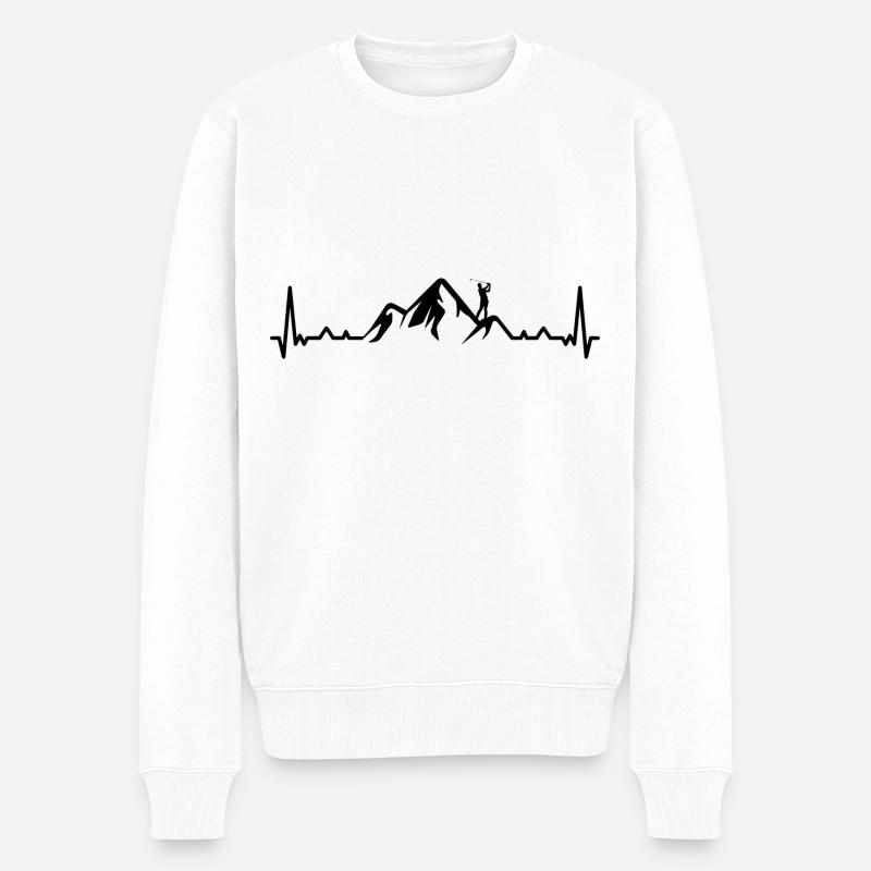 Heartbeat Mountain et Golf - - Pull Premium bio Homme - blanc