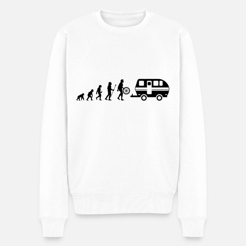 Camping Evolution - - Pull Premium bio Homme - blanc