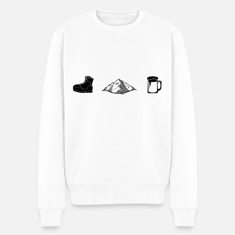 Wanders, Berge, Bier - - Männer Premium Bio Pullover - Weiß