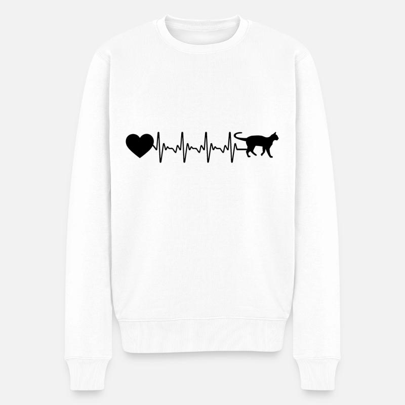 Cœur et chat - - Pull Premium bio Homme - blanc