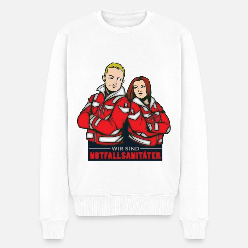 Wir sind Notfallsanitäter - Männer Premium Bio Pullover - Weiß