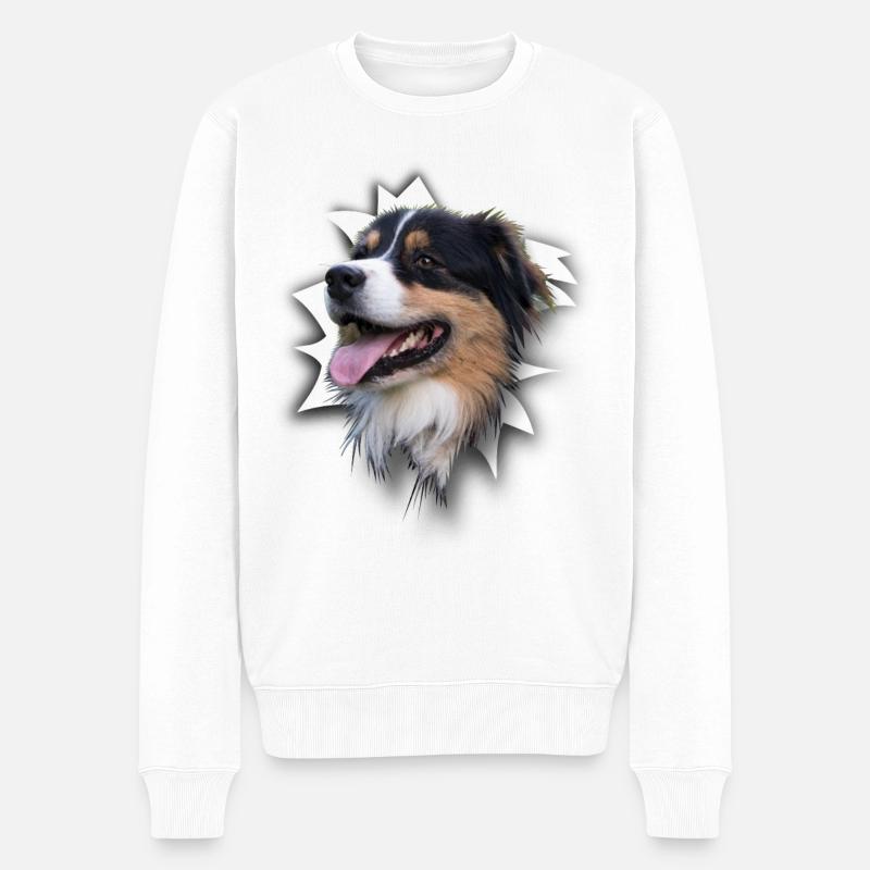 Australian Shepherd - Pull Premium bio Homme - blanc