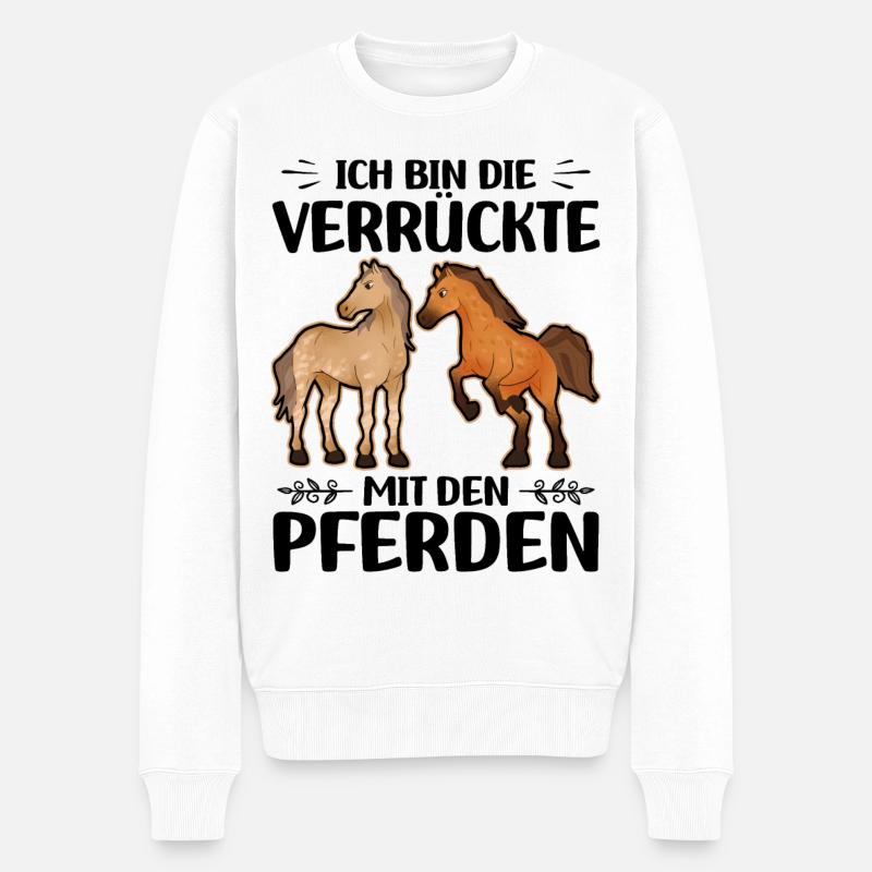 Pferde - Männer Premium Bio Pullover - Weiß