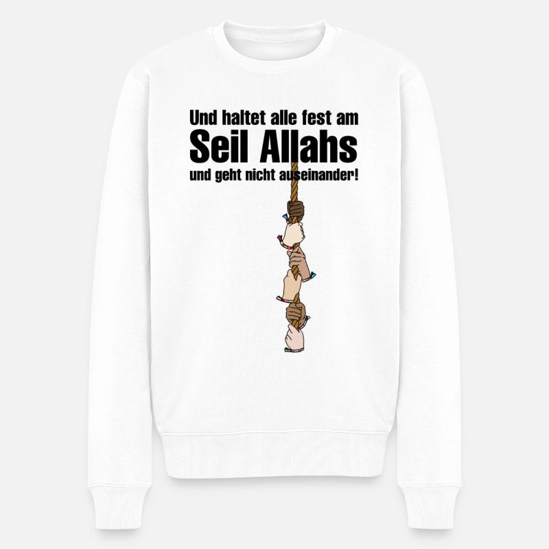 Seil Allahs schwarz - Männer Premium Bio Pullover - Weiß