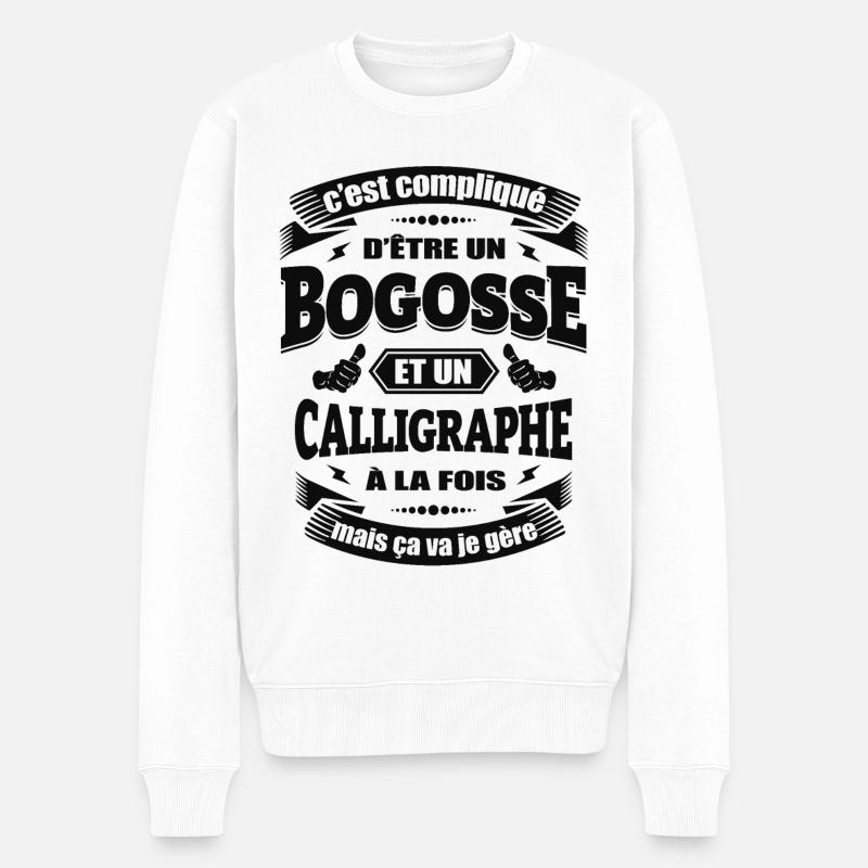 BOGOSSE ET CALLIGRAPHE - Pull Premium bio Homme - blanc