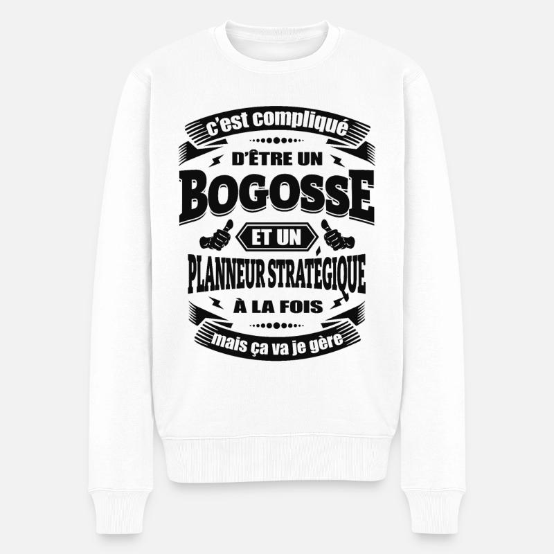 BOGOSSE ET PLANNEUR STRATÉGIQUE - Pull Premium bio Homme - blanc