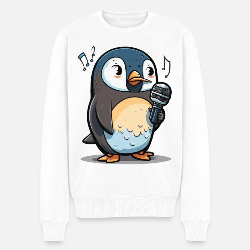 Pinguin-Power-Balladen - Männer Premium Bio Pullover - Weiß