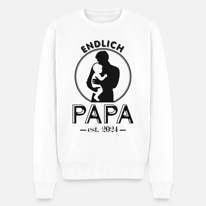 Endlich Papa 2024 Vaterschaft 2024 Vatertag Vati - Männer Premium Bio Pullover - Weiß