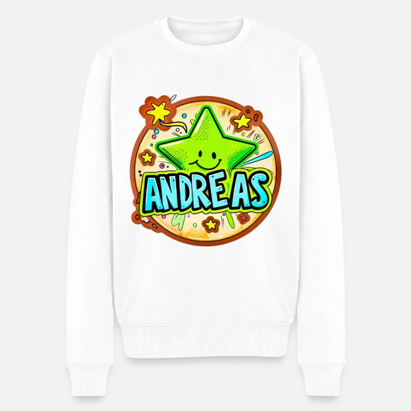 Name Andreas mit Stern - Männer Premium Bio Pullover - Weiß