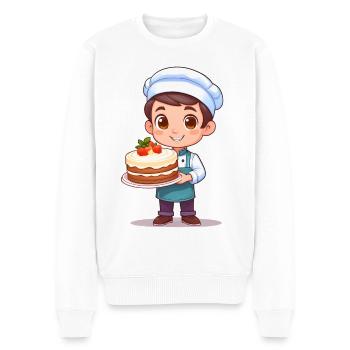 Konditor mit Torte - Männer Premium Bio Pullover - Weiß - Vorne - Thijin (182cm)
