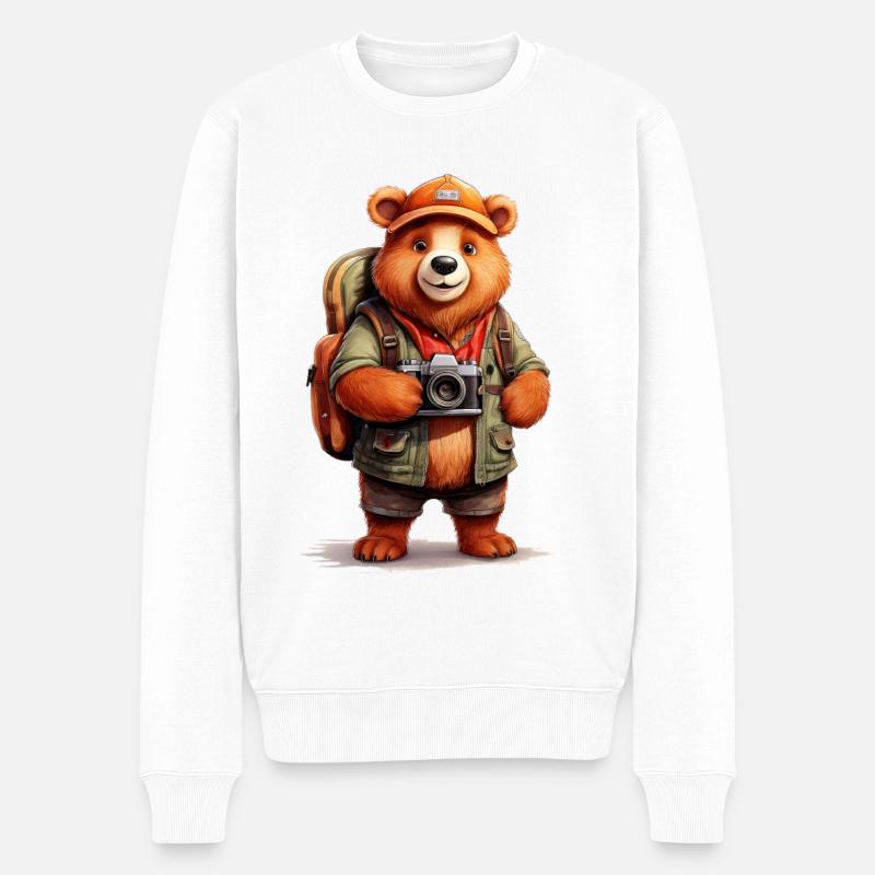 Ein Bär im Urlaub auf Reisen - Männer Premium Bio Pullover - Weiß