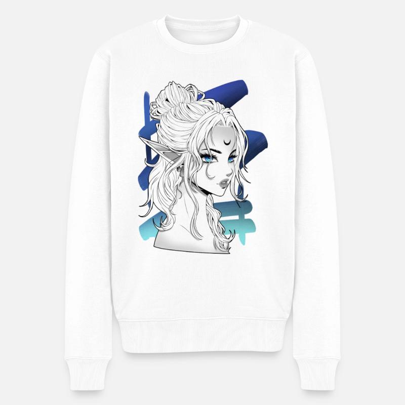 Mondelfe – Mystisches Anime Fantasy Design - Männer Premium Bio Pullover - Weiß