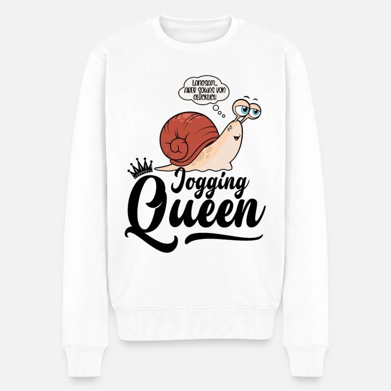 Jogging Queen Schnecke laufen langsam joggen - Männer Premium Bio Pullover - Weiß