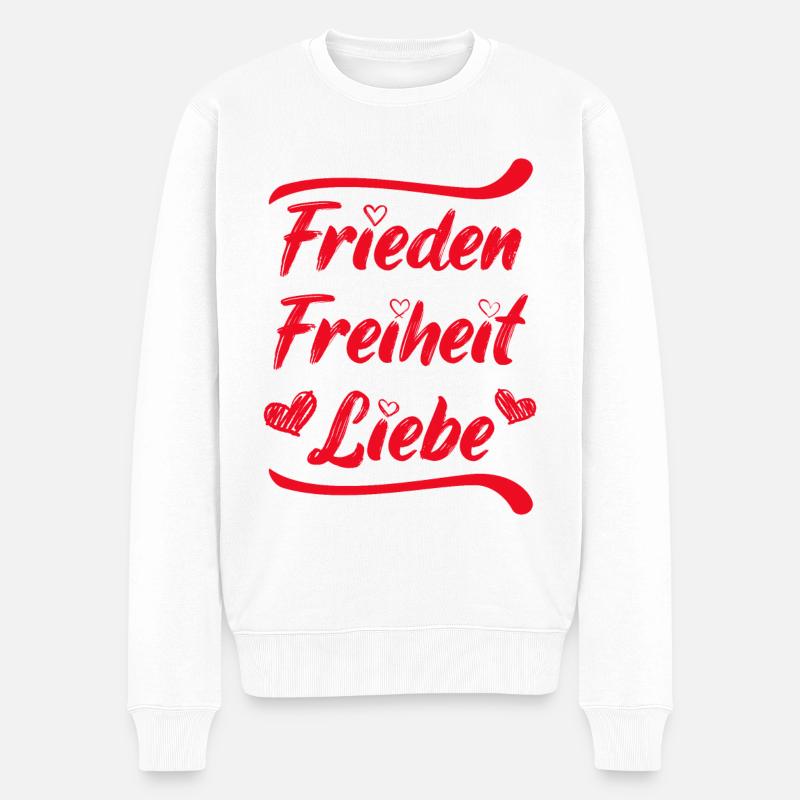 Frieden Freiheit Liebe Demo Herz demonstrieren - Männer Premium Bio Pullover - Weiß