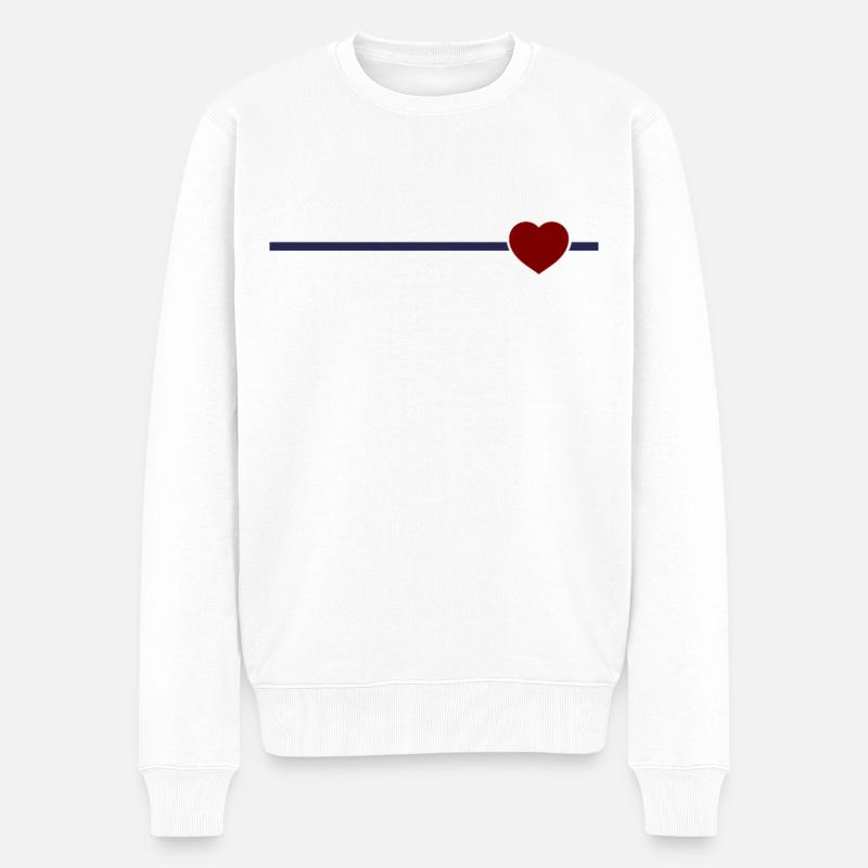 Marinière médaillon Coeur bleu rouge - Pull Premium bio Homme - blanc