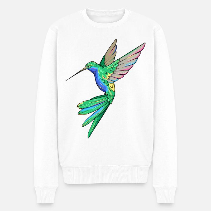 Kolibri Vogel Federn - Männer Premium Bio Pullover - Weiß