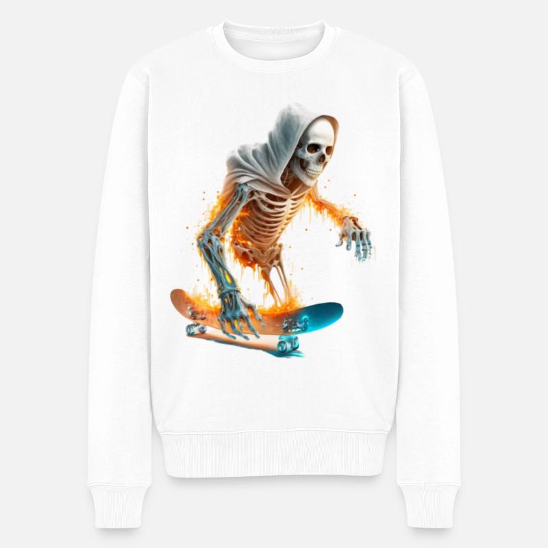 Skateboarder Skeleton - Pull Premium bio Homme - blanc