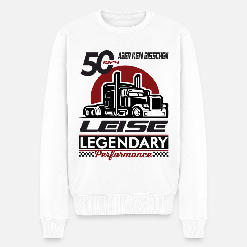 50. Geburtstag 1974 Trucker LKW Spruch - Männer Premium Bio Pullover - Weiß