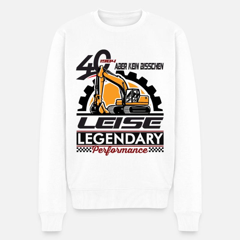 40. Geburtstag 1984 Bagger Spruch - Männer Premium Bio Pullover - Weiß