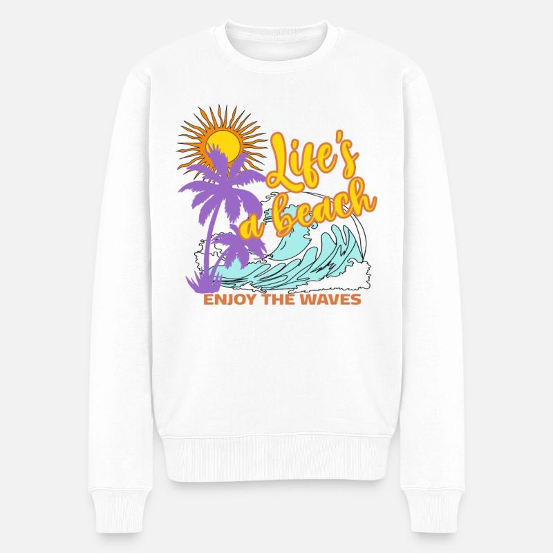 Life is a beach - Enjoy the waves - Männer Premium Bio Pullover - Weiß