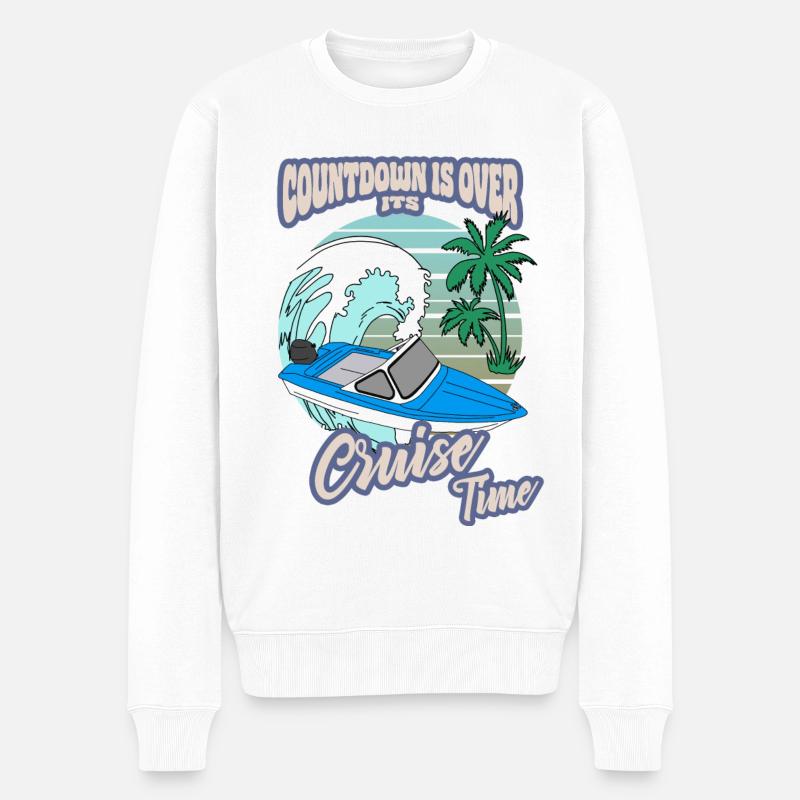 Meer Boot ddr retro Palmen Strand bootfahren ossi - Männer Premium Bio Pullover - Weiß
