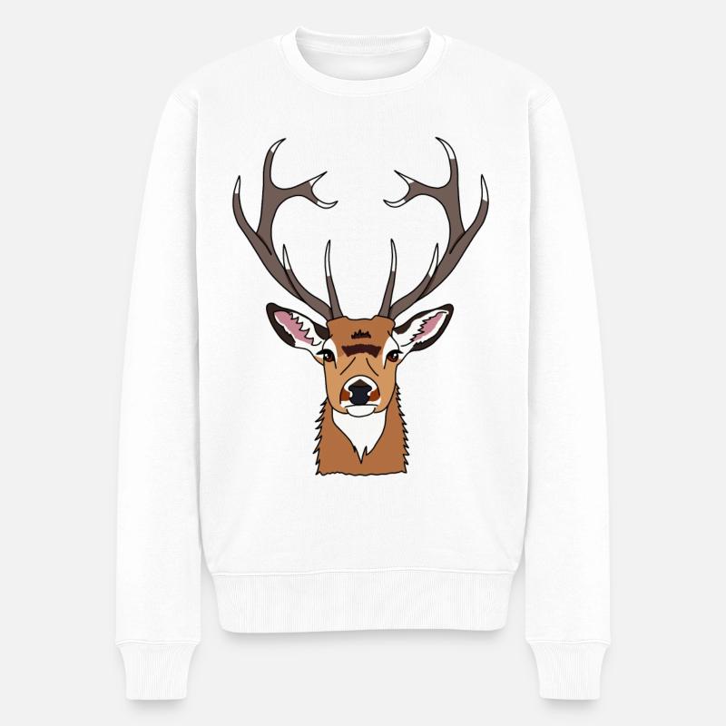 Cerf - Pull Premium bio Homme - blanc