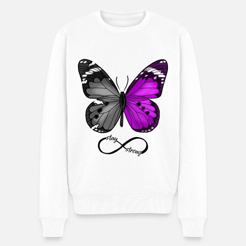 Butterfly - Stay Strong - Männer Premium Bio Pullover - Weiß