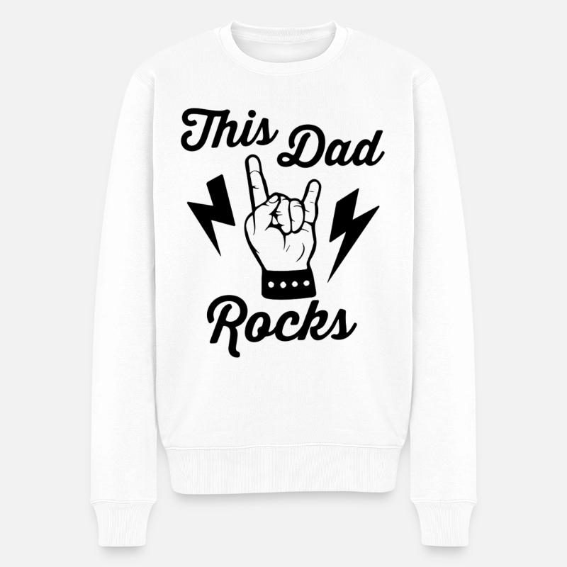 Dieser Vater rockt - Männer Premium Bio Pullover - Weiß