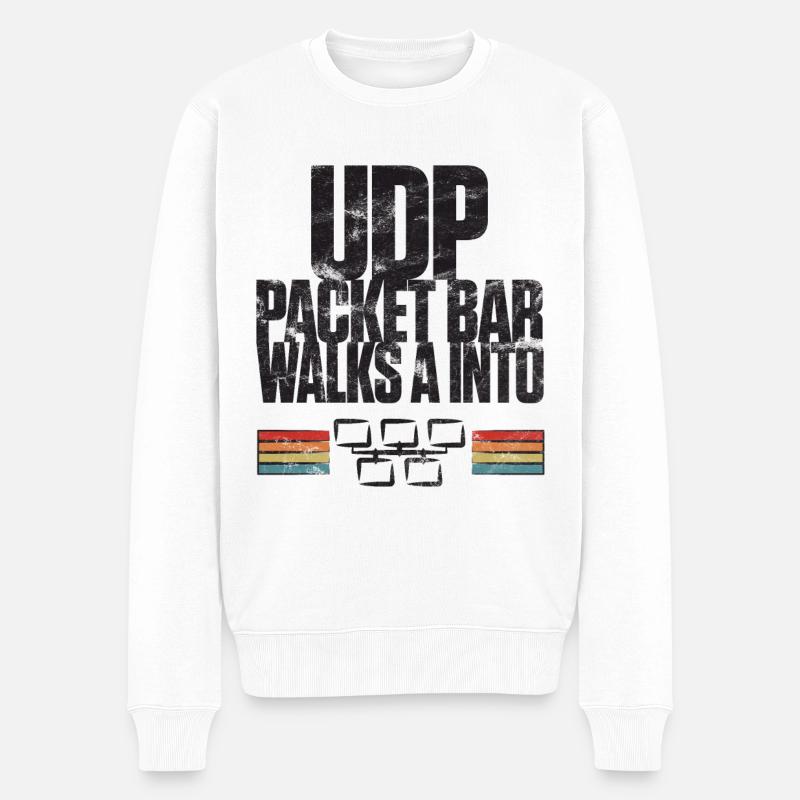 UDP Packet Bar Walks A Into - Männer Premium Bio Pullover - Weiß