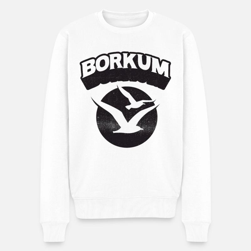 Borkum Möwe Insel Shirt - Männer Premium Bio Pullover - Weiß