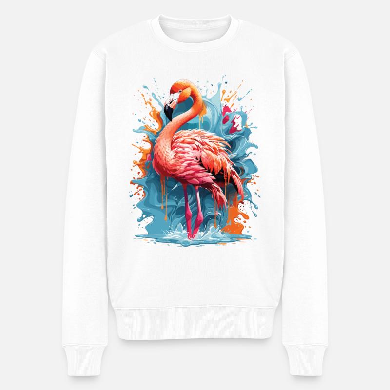 Flamingo Graffiti Water Splash - Pull Premium bio Homme - blanc