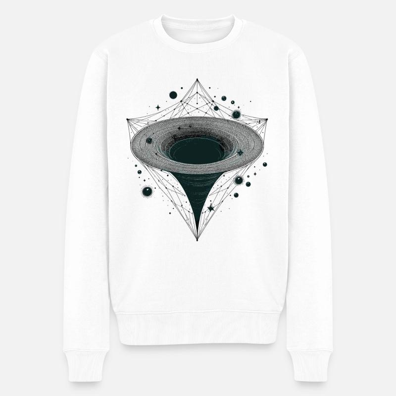 Schwarzes Loch Trichter im Weltraum - Männer Premium Bio Pullover - Weiß