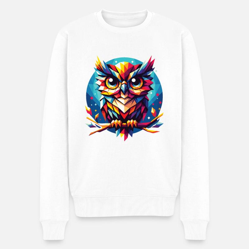 Chouette polygonale géométrique - Pull Premium bio Homme - blanc