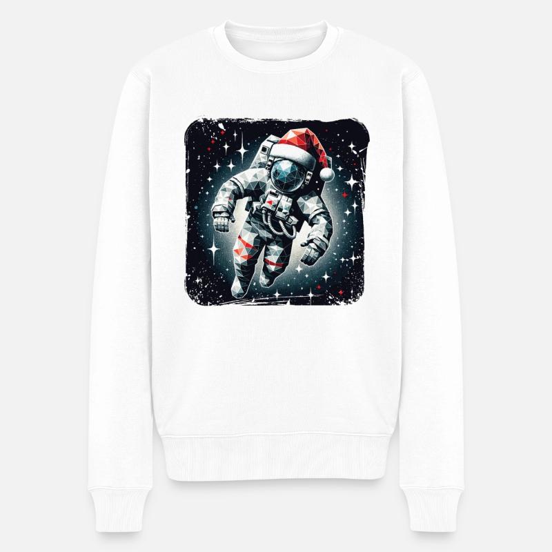 Astronaute Père Noël Polygone Noël - Pull Premium bio Homme - blanc