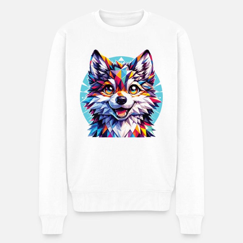 Polygon Wolf Junge - Männer Premium Bio Pullover - Weiß