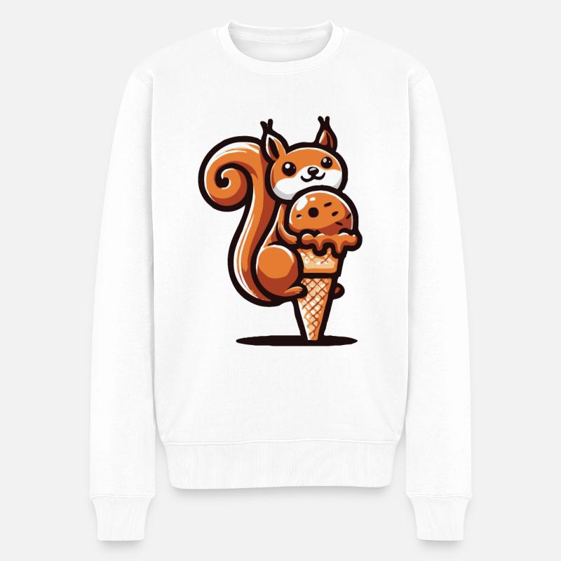 Eichhörnchen liebt Eis - Männer Premium Bio Pullover - Weiß