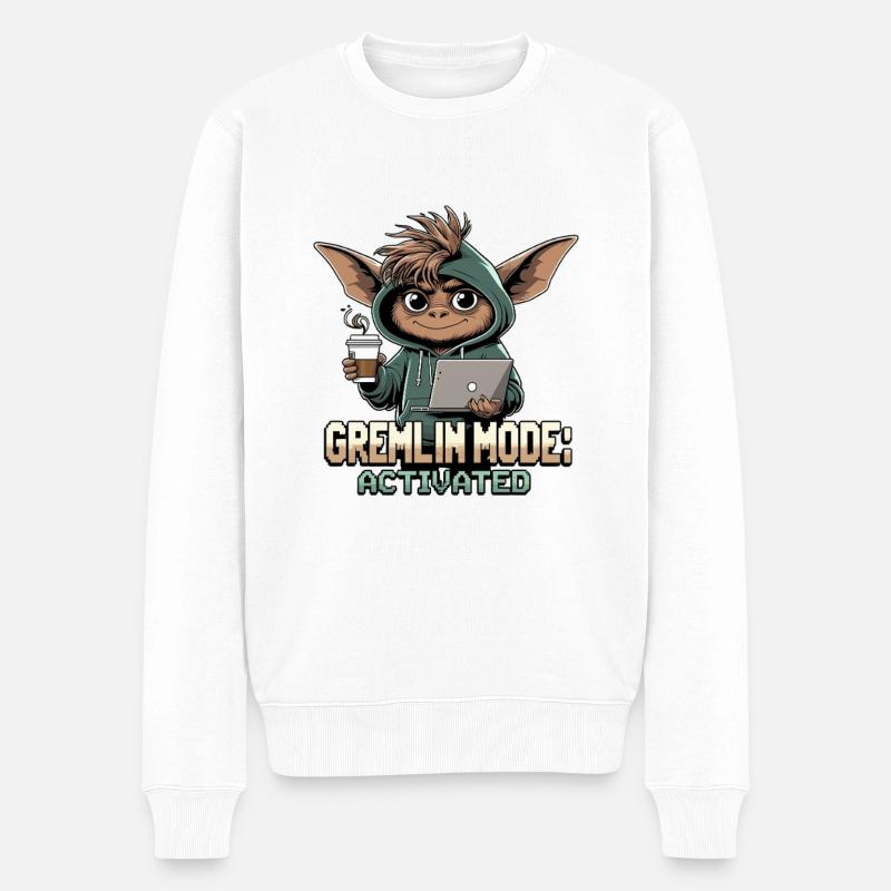 Gremlin-Modus aktiviert – Lustiges Gremlin-Design - Männer Premium Bio Pullover - Weiß