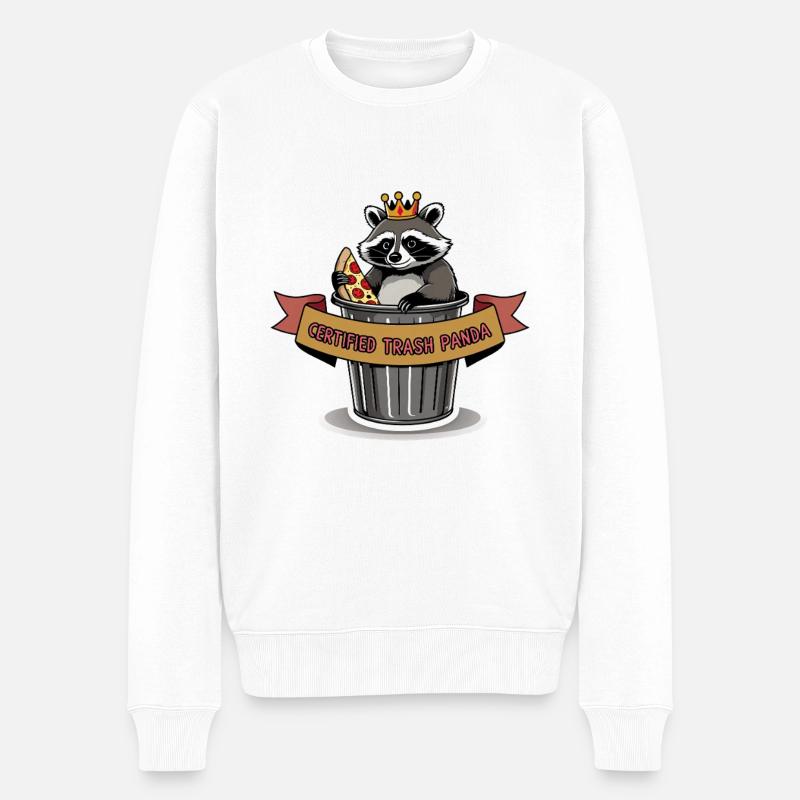 Certified Trash Panda – Waschbär mit Krone - Männer Premium Bio Pullover - Weiß