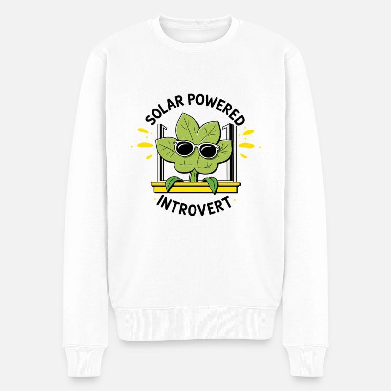 Solar Powered Introvert – Plant Joke - Men's Premium Organic Jumper - white